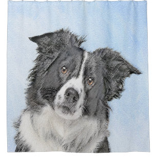 Border Collie Painting - Cute Original Dog Art Shower Curtain