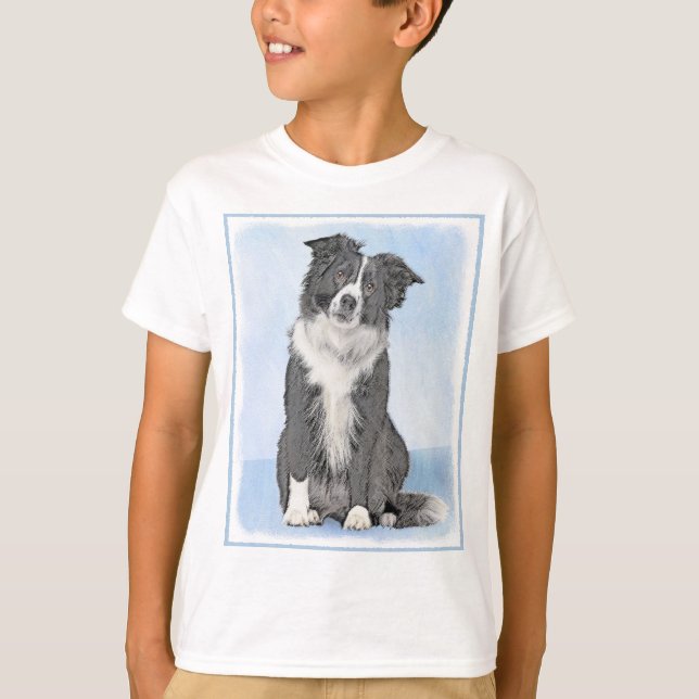 Border Collie Painting - Cute Original Dog Art T-Shirt (Front)