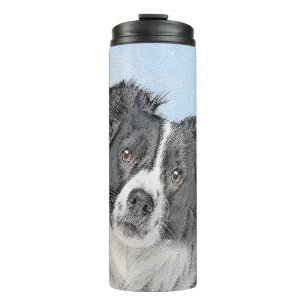 Border Collie Painting - Cute Original Dog Art Thermal Tumbler