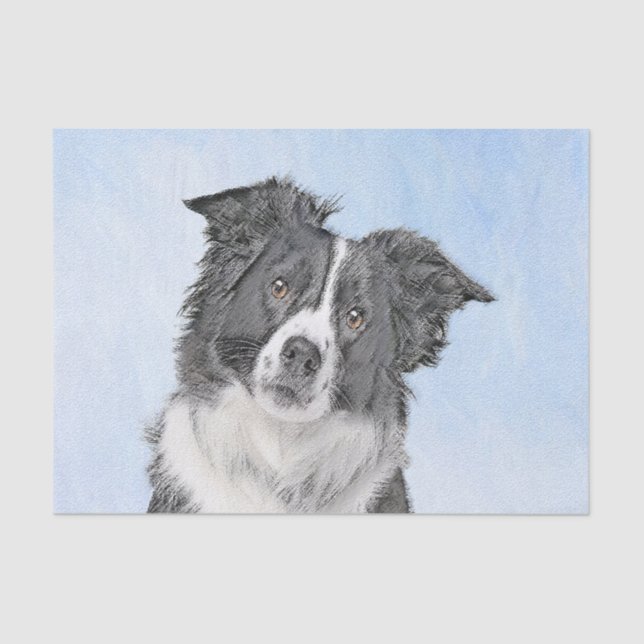 Border Collie Painting - Cute Original Dog Art Tissue Paper (Front)