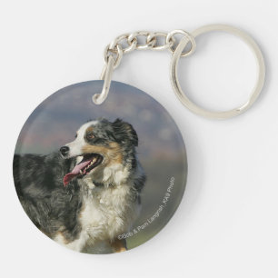 Border Collie Panting 2 Key Ring