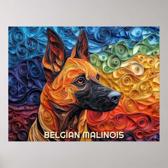 Border Collie Paper Quilling Art Dog Portrait Poster (Front)