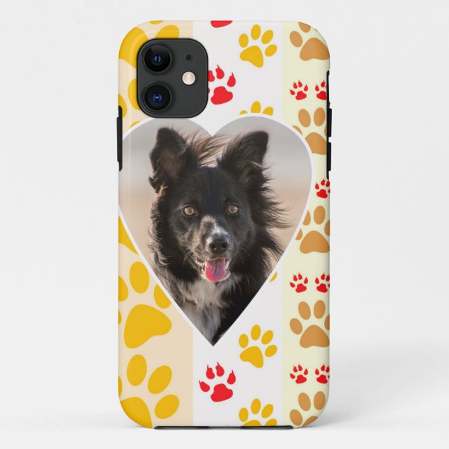 Border Collie Paw Print Love Heart Case-Mate iPhone Case (Back)
