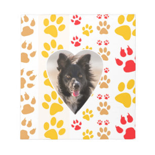 Border Collie Paw Print Love Heart Notepad