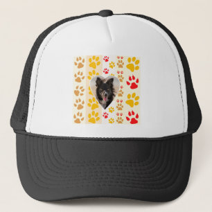 Border Collie Paw Print Love Heart Trucker Hat