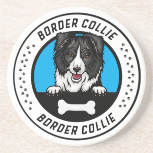 Border Collie Peeking Illustration Badge Coaster