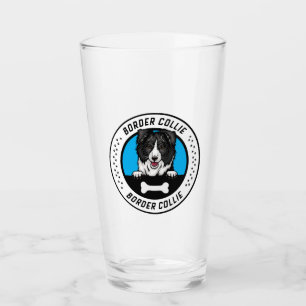 Border Collie Peeking Illustration Badge Glass