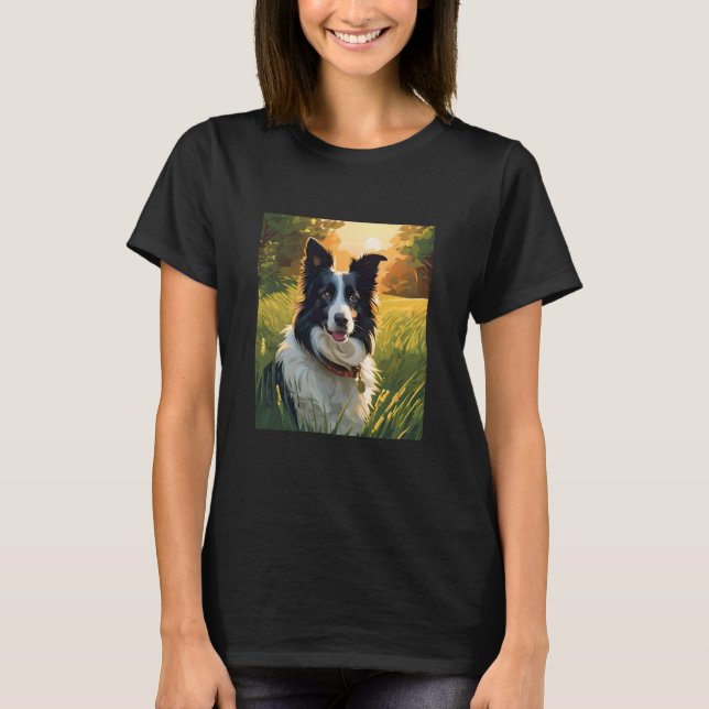 border collie pet dog T-Shirt (Front)