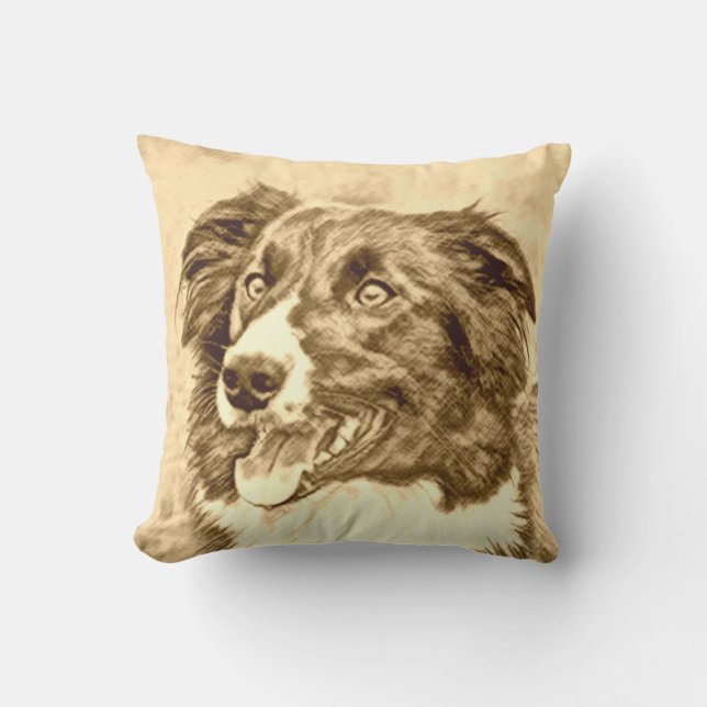Border Collie Pillow (Front)
