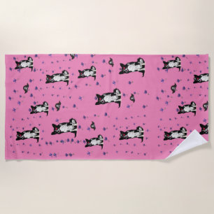 Border Collie pirate dog Beach Towel