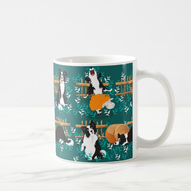 Border Collie playing with sheep Coffee Mug (Right)