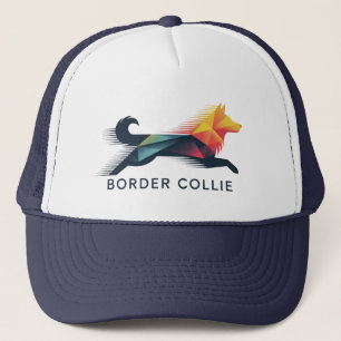 Border Collie Polygonal in Yellow and Blue Trucker Hat