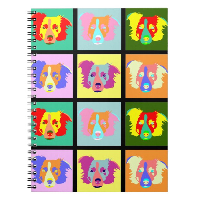 Border Collie Pop Art Notebook (Front)