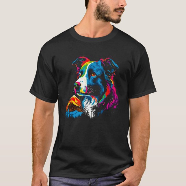 Border Collie Pop Art T-Shirt (Front)