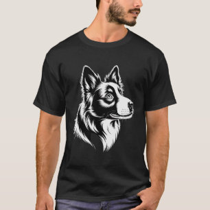 Border Collie Portrait Graphic – Minimalist Black  T-Shirt