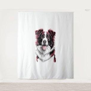 Border Collie Portrait in Vibrant Detail for Dog Tapestry