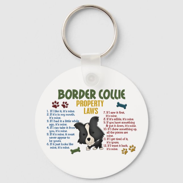 Border Collie Property Laws 4 Key Ring (Front)