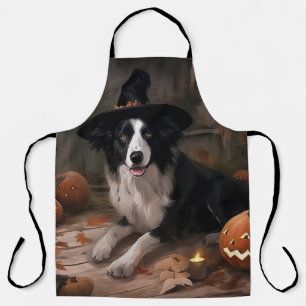 Border Collie Pumpkins Halloween Scary  Apron