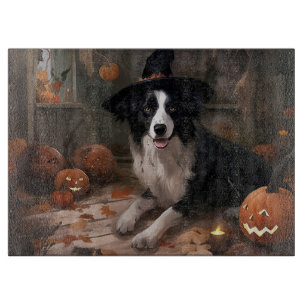 Border Collie Pumpkins Halloween Scary  Cutting Board