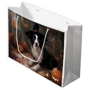Border Collie Pumpkins Halloween Scary Large Gift Bag