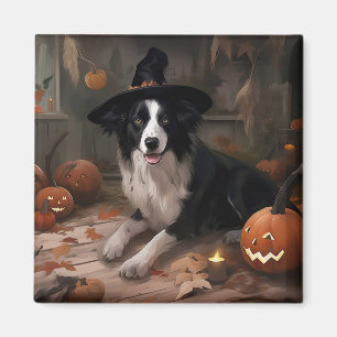 Border Collie Pumpkins Halloween Scary Magnet