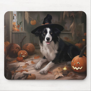 Border Collie Pumpkins Halloween Scary Mouse Mat