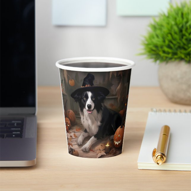 Border Collie Pumpkins Halloween Scary  Paper Cups (Insitu)