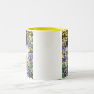 Border Collie Pup and Flowers Two-Tone Coffee Mug