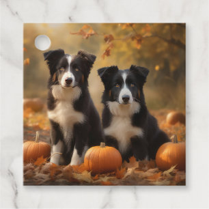 Border Collie Puppy Autumn Delight Pumpkin Favour Tags