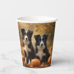 Border Collie Puppy Autumn Delight Pumpkin Paper Cups