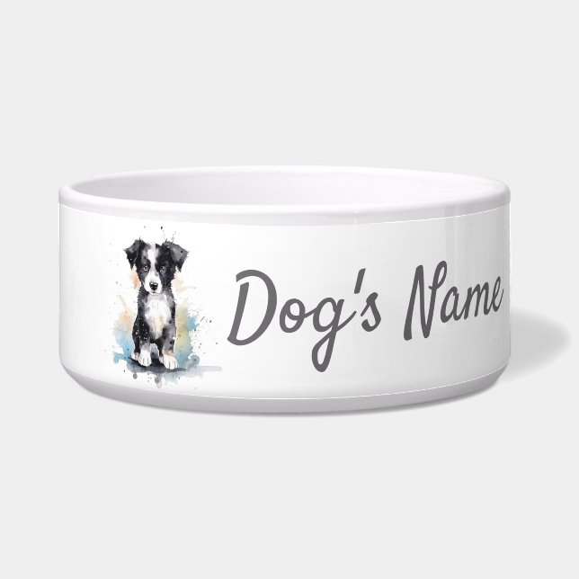 Border Collie puppy Ceramic Pet Bowl (Front)