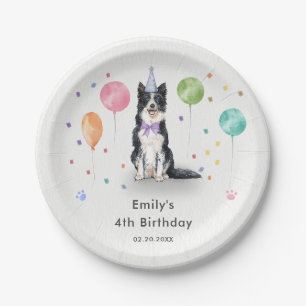 Border Collie Puppy Dog Kids Birthday Party Paper Plate