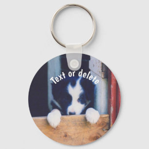 Border Collie Puppy Dog Personalized Key Ring