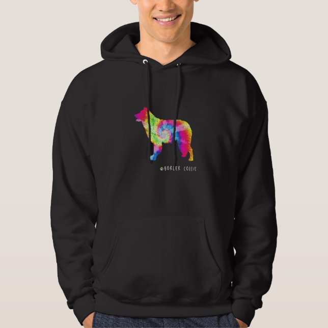 Border Collie Puppy Pet Dog Owner Hippy Tie Dye Hoodie (Front)