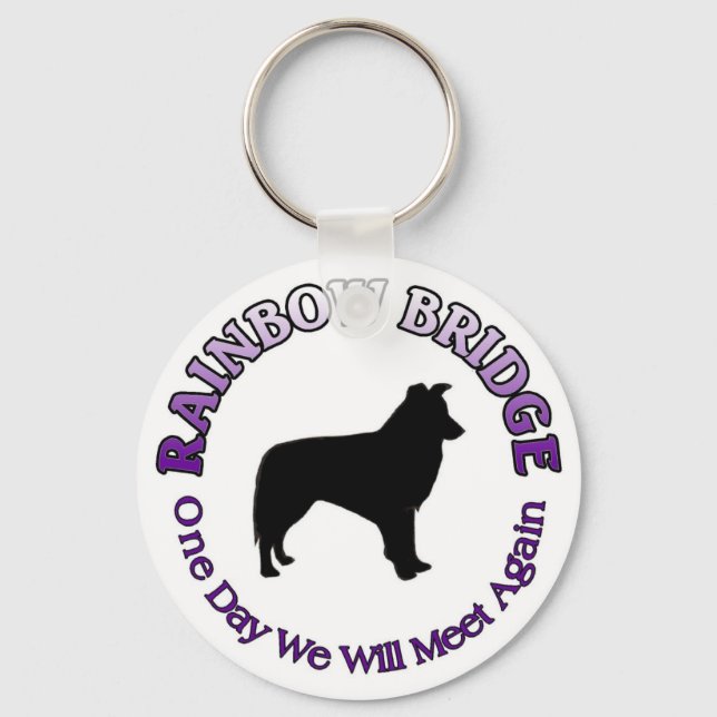 BORDER COLLIE RAINBOW BRIDGE KEYCHAIN (Front)
