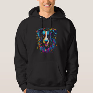 Border Collie Rainbow Colors Splashes Retro Design Hoodie