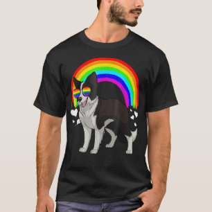 Border Collie Rainbow Sunglasses Gay Pride LGBT T-Shirt
