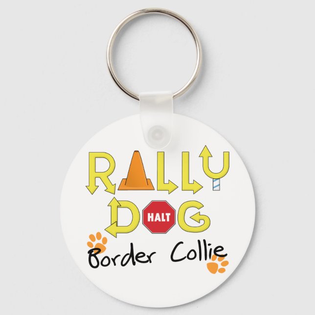 Border Collie Rally Dog Key Ring (Front)