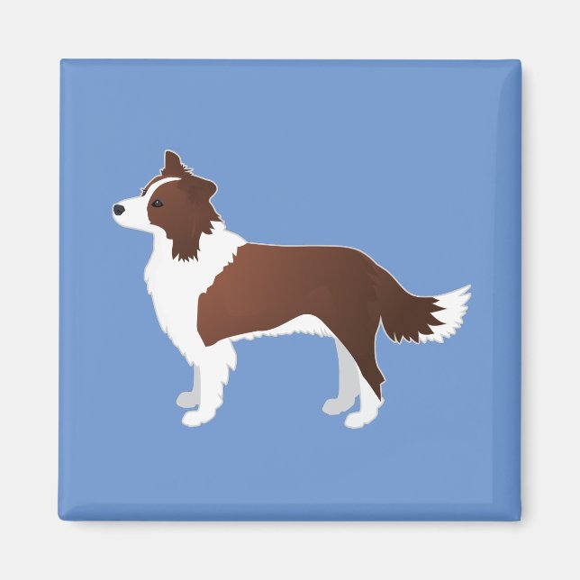 Border Collie Red Dog Breed Side View Silhouette Magnet (Front)