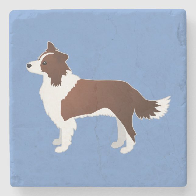 Border Collie Red Dog Breed Side View Silhouette Stone Coaster (Front)