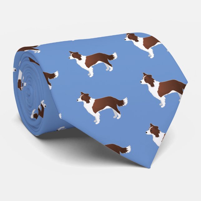 Border Collie Red Dog Breed Side View Silhouette Tie (Rolled)