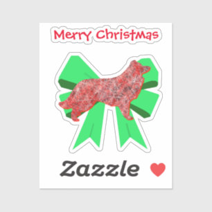 Border Collie Red Dog & Green Bow Christmas Star