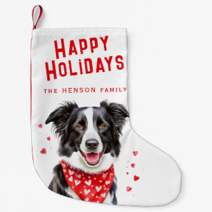 Border Collie Red Heart Bandanna Christmas Small Christmas Stocking