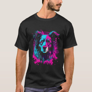 Border Collie Retro Vaporwave Design T-Shirt