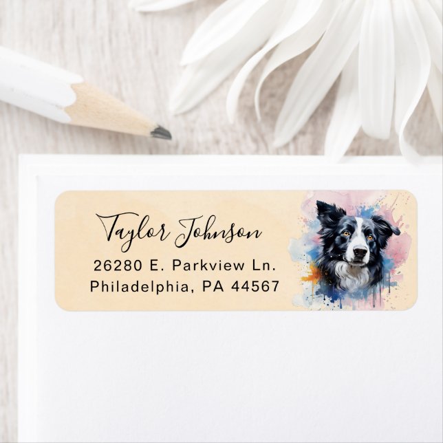 Border Collie Return Address Label (Insitu)