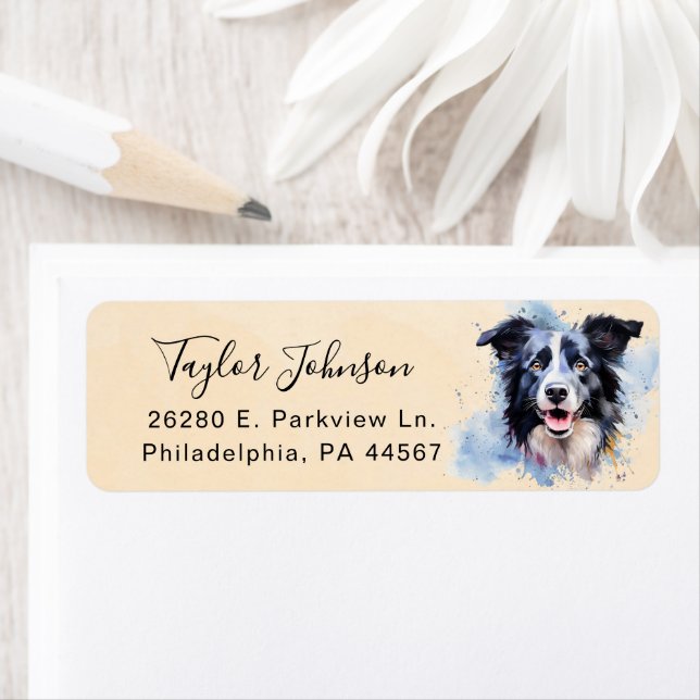 Border Collie Return Address Label (Insitu)