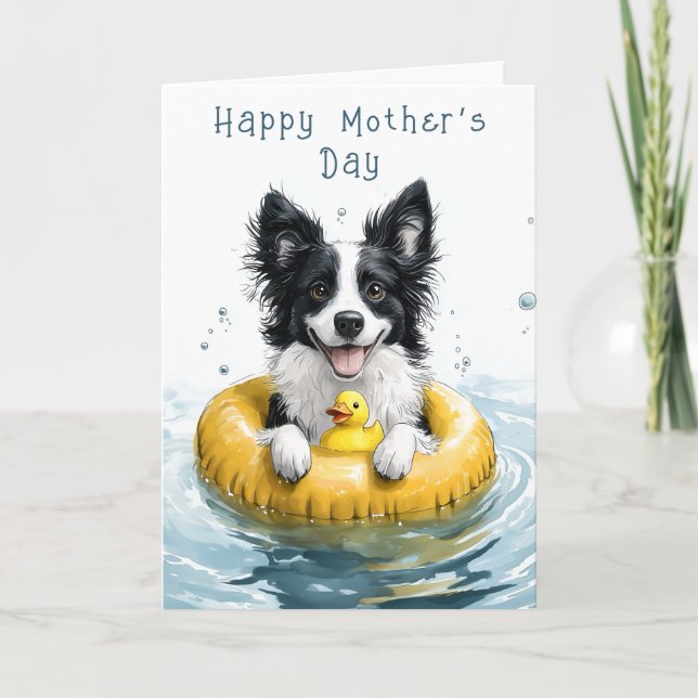 Border Collie Rubber Ring Duck CV6  Custom Mother Card (Front)