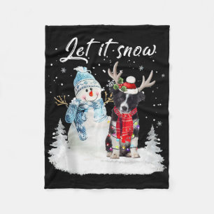 Border Collie Santa Dog Christmas Snowman Xmas Paj Fleece Blanket