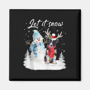 Border Collie Santa Dog Christmas Snowman Xmas Paj Magnet