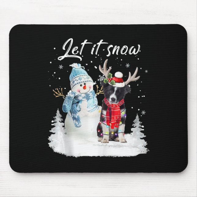Border Collie Santa Dog Christmas Snowman Xmas Paj Mouse Mat (Front)